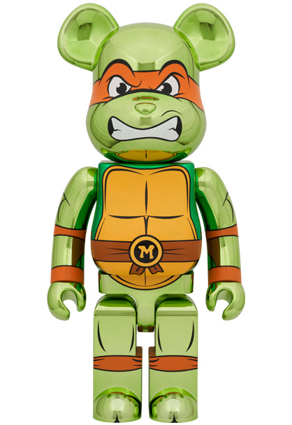 Medicom Toy Bearbrick Ninja Turtles MICHELANGELO CHROME Ver. 1000%
