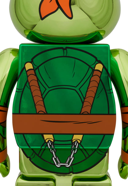 Medicom Toy Bearbrick Ninja Turtles MICHELANGELO CHROME Ver. 1000%