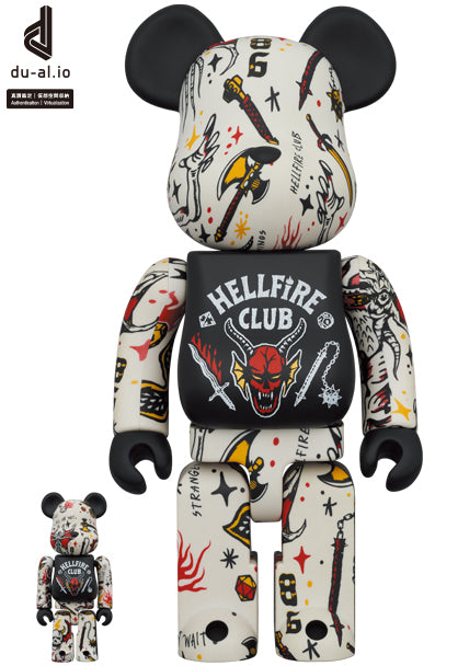 Medicom Toy Bearbrick Stranger Things Hellfire Club 400% & 100%