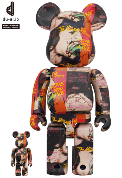 Medicom Toy Bearbrick Andy Warhol × The Rolling Stones “Love You Live” 400% en 100%