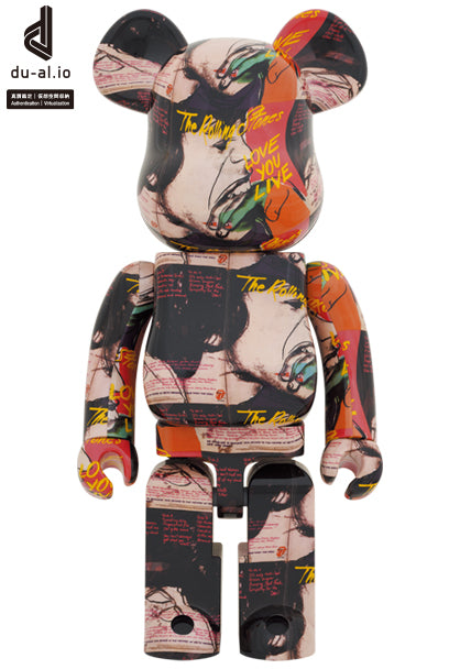 Medicom Speelgoed Bearbrick Andy Warhol × The Rolling Stones “Love You Live” 1000%