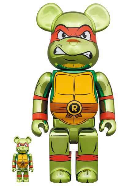 Medicom Speelgoed Bearbrick Ninja Turtle RAPHAEL CHROME Ver. 400% &amp; 100%