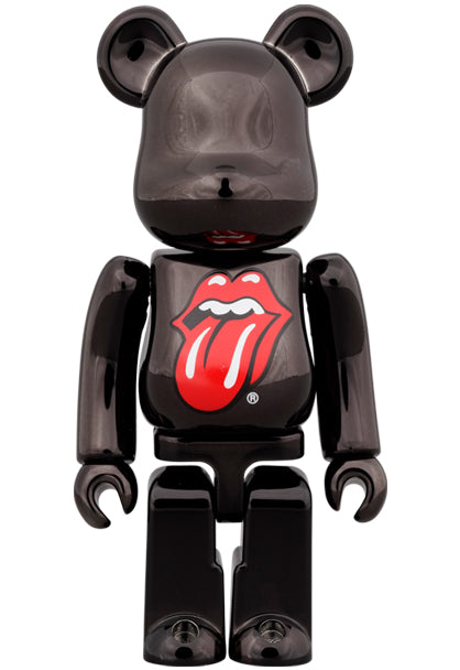 Medicom Speelgoed Bearbrick The Rolling Stones Lippen &amp; Tong Zwart Chroom Ver.400% &amp; 100%