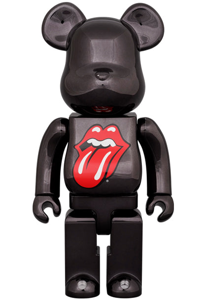 Medicom Toy Bearbrick The Rolling Stones Lips &amp; Tongue Black Chrome Ver.400％ &amp; 100%
