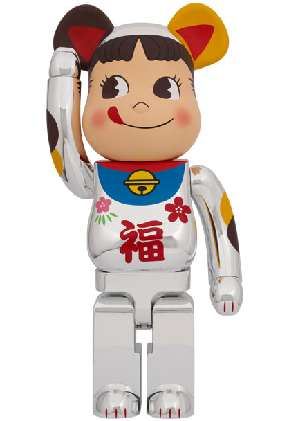 Medicom Toy Bearbrick Manekineko Peko-chan Fuku silver plated 1000%