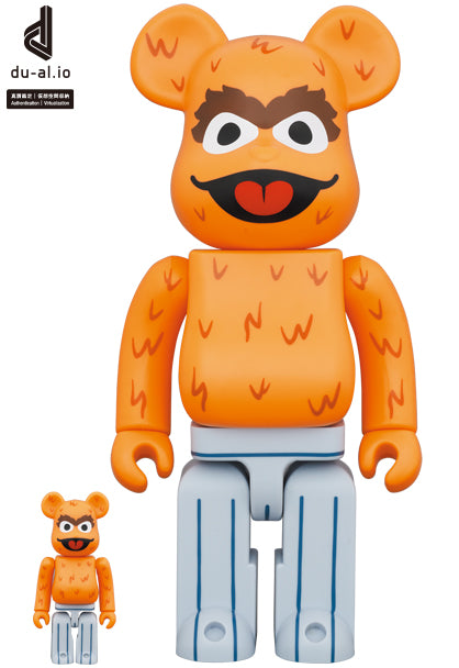 Medicom Toy Bearbrick OSCAR THE GROUCH (The Original Orange Fur Ver.) 400% &amp; 100%