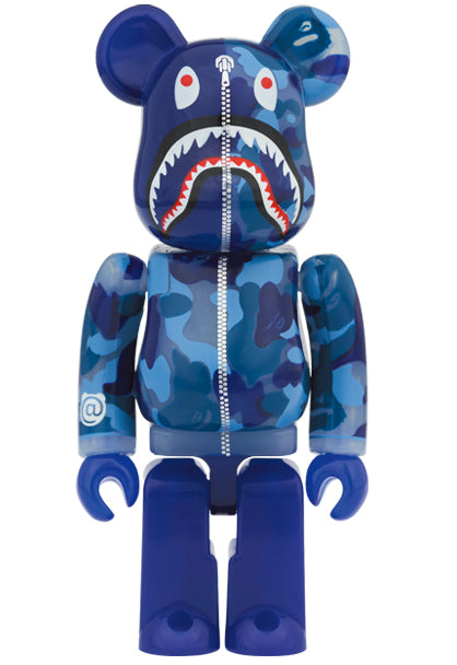 Medicom Speelgoed Bearbrick Bape ABC Camo Shark Blauw 400% &amp; 100%