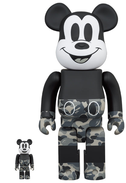 Medicom Toy Bearbrick Bape(R) Mickey Mouse Monotone 400% &amp; 100%