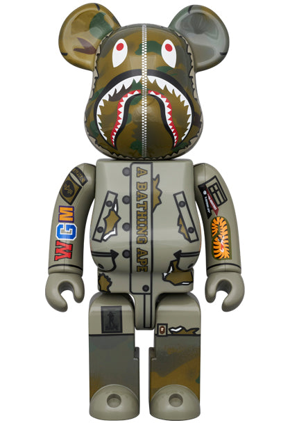 Medicom Toy Bearbrick Bape x Alpha Camo Shark 2023 400% &amp; 100%