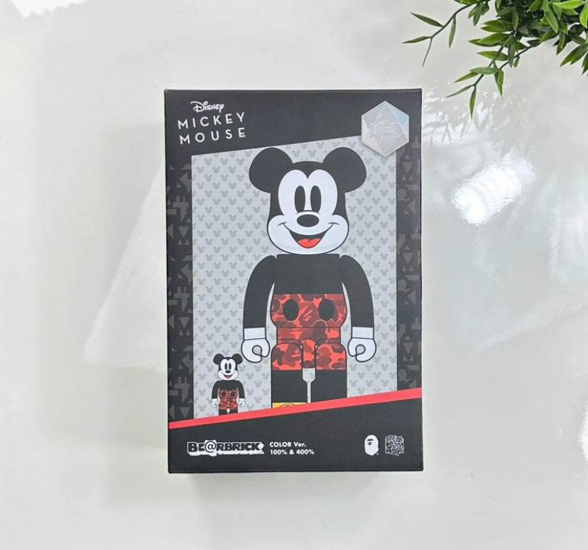 Medicom Toy Bearbrick Bape Mickey Mouse Kleur Ver. 400% &amp; 100%