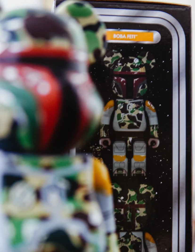 Medicom Toy Bearbrick Bape x Star Wars Boba Fett 400% &amp; 100%